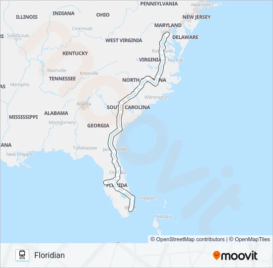 FLORIDIAN Train Line Map