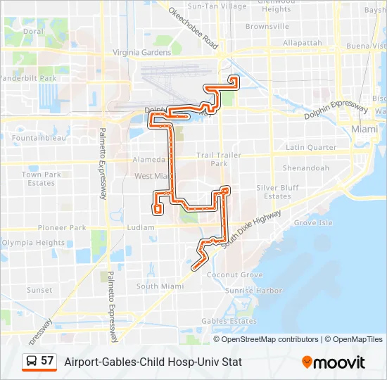 57 Bus Line Map