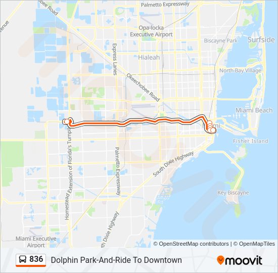 836 bus Line Map