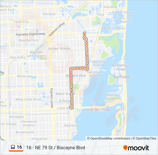 16 Bus Line Map