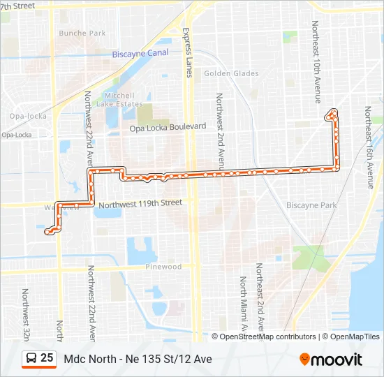 25 Bus Line Map
