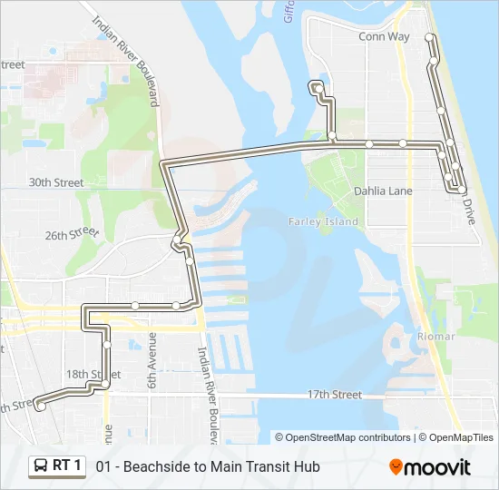 RT 1 Bus Line Map