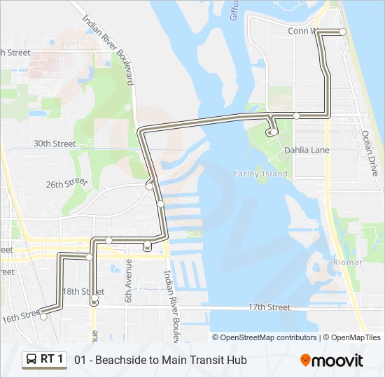 RT 1 bus Line Map