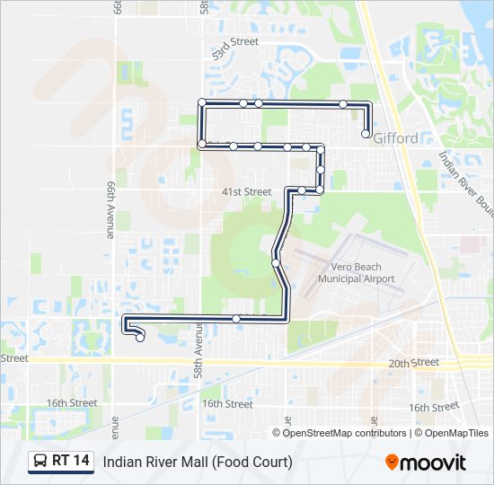 RT 14 Bus Line Map