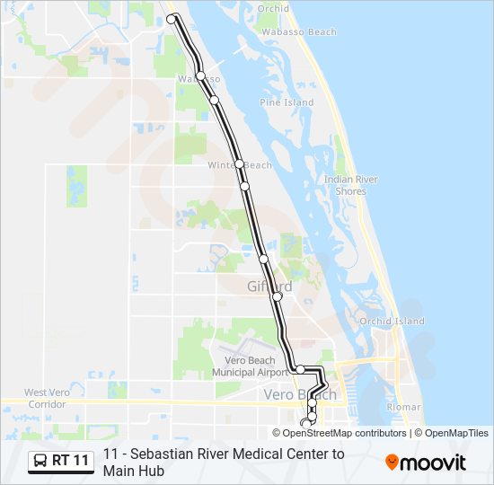 RT 11 bus Line Map