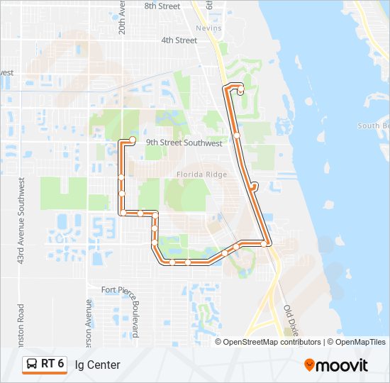 RT 6 Bus Line Map