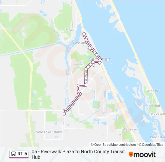 RT 5 Bus Line Map