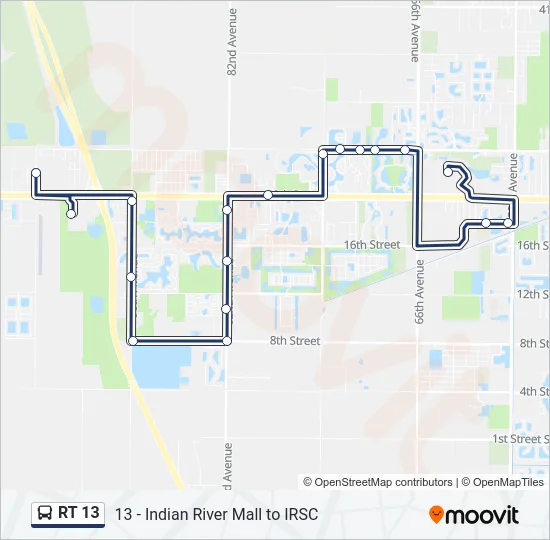 RT 13 Bus Line Map