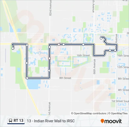RT 13 Bus Line Map