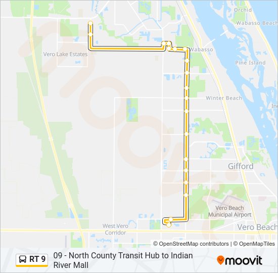 RT 9 Bus Line Map