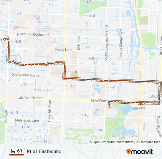 61 Bus Line Map