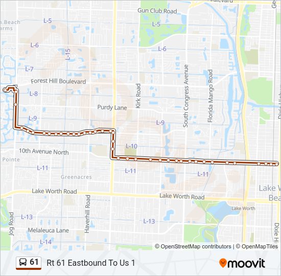 61 Bus Line Map