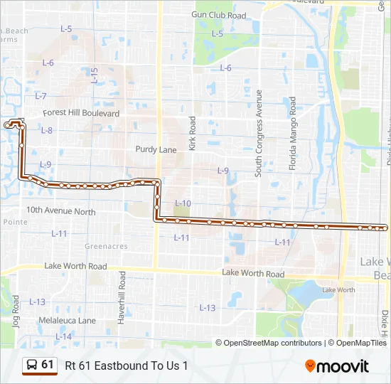61 Bus Line Map
