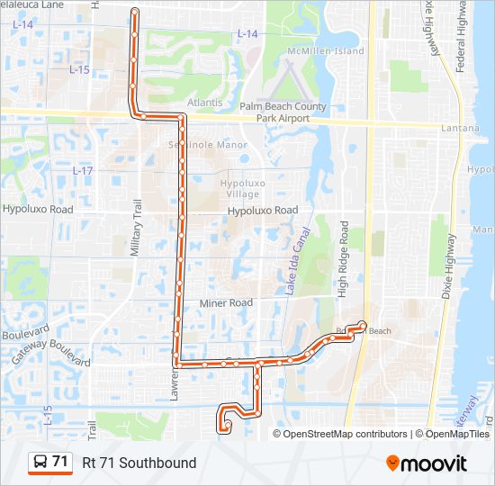 71 bus Line Map