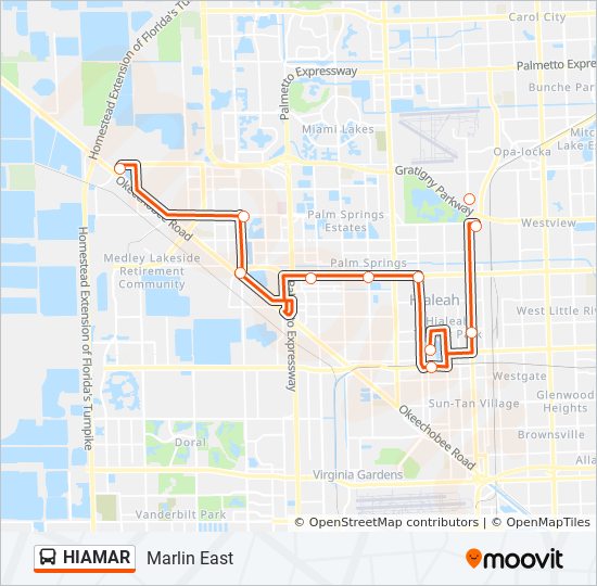 ruta hiamar horarios paradas y mapas marlin east