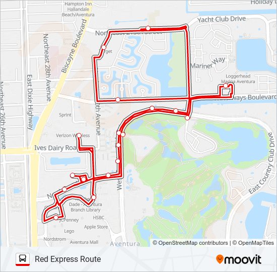 RED EXPRESS ROUTE bus Line Map