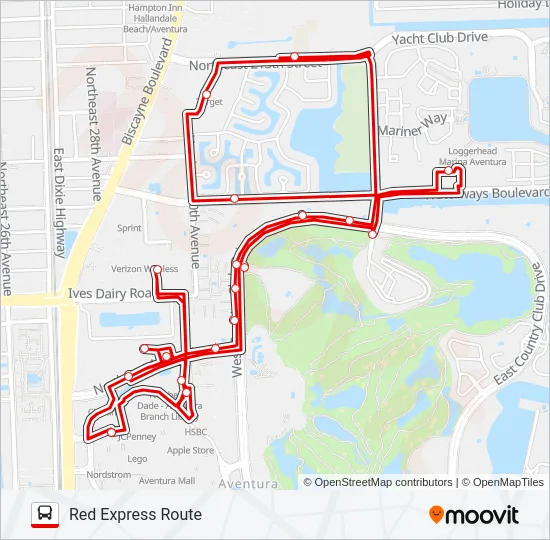RED EXPRESS ROUTE Bus Line Map