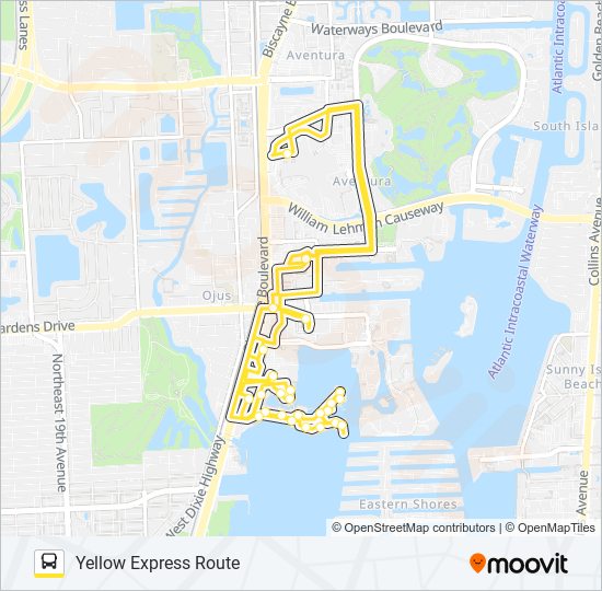 YELLOW EXPRESS ROUTE bus Line Map