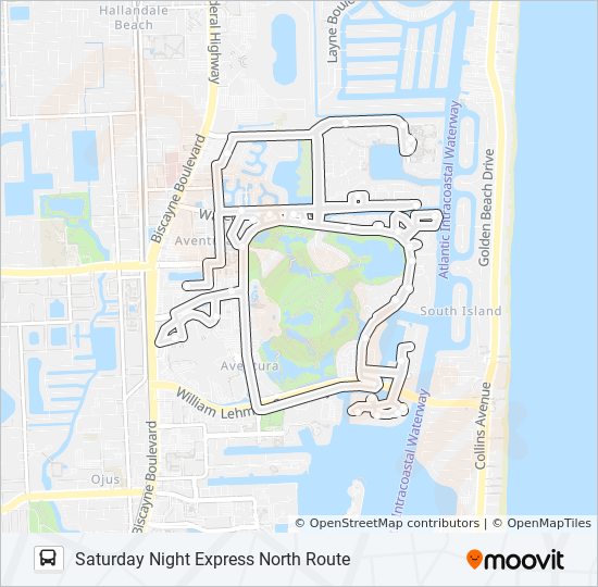 SATURDAY NIGHT EXPRESS NORTH ROUTE bus Line Map