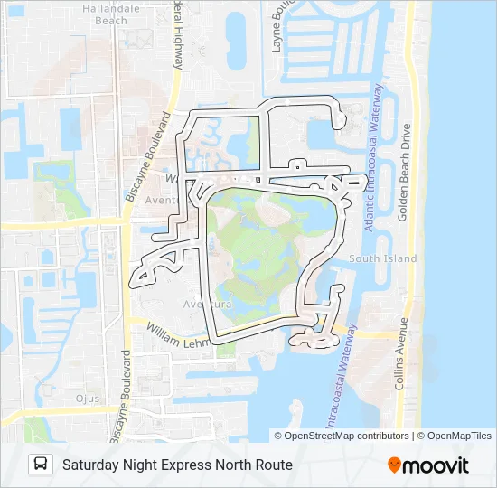 SATURDAY NIGHT EXPRESS NORTH ROUTE Bus Line Map