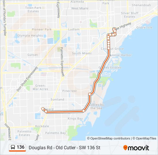 136 bus Line Map