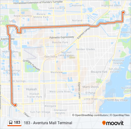 183 bus Line Map