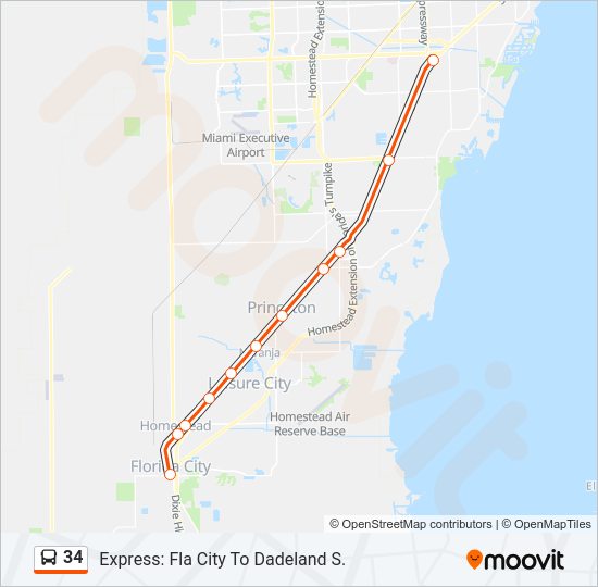 34 bus Line Map