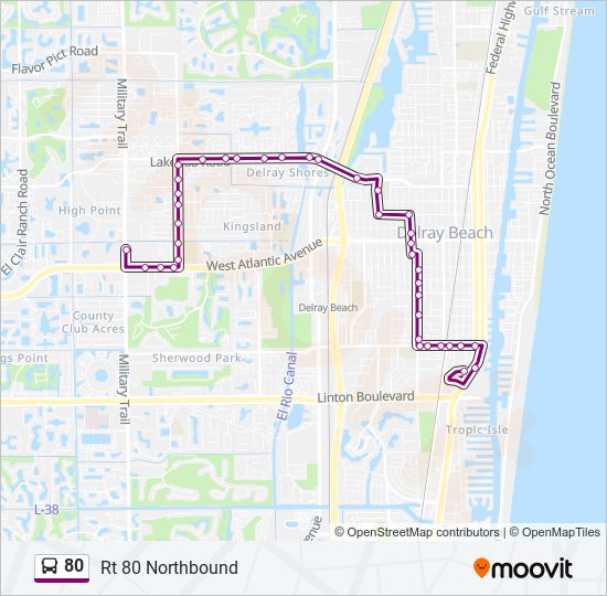 Mapa de 80 de autobús