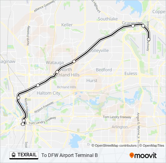 Ruta Texrail: Horarios, Paradas Y Mapas - To DFW Airport Terminal B ...