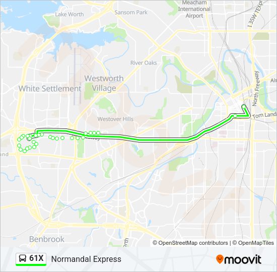 61X Bus Line Map