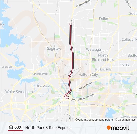 63X Bus Line Map