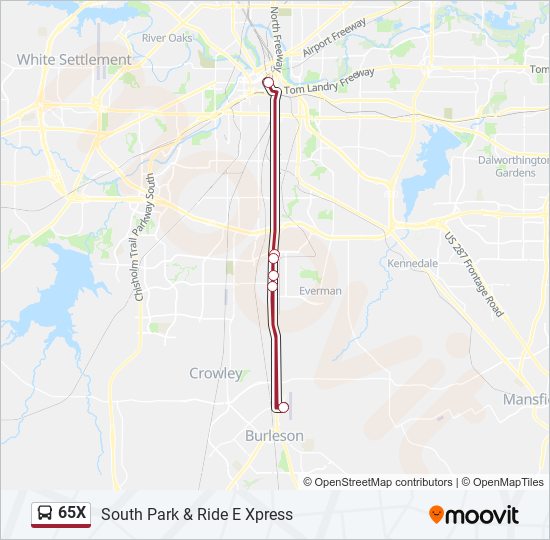 65X Bus Line Map