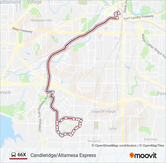 66X Bus Line Map