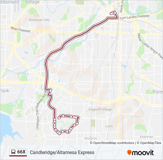 66X Bus Line Map