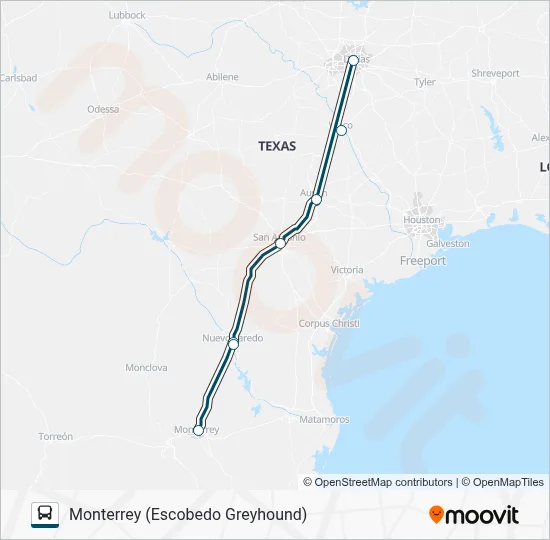 GREYHOUND US1160 Route: Schedules, Stops & Maps - Monterrey (Escobedo ...