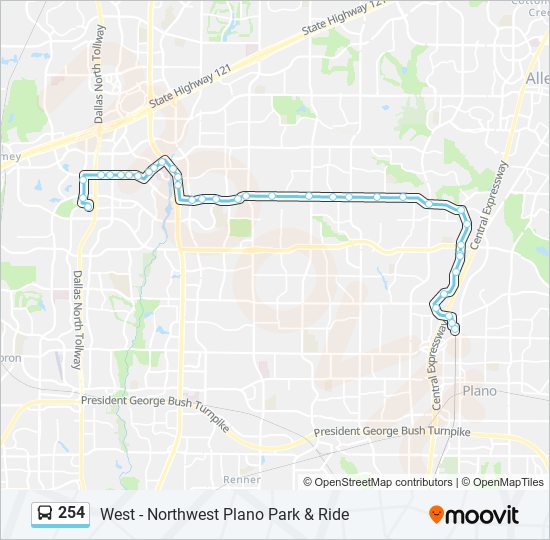 Mapa de 254 de autobús