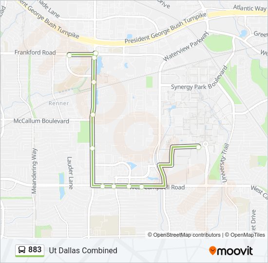 883 Bus Line Map