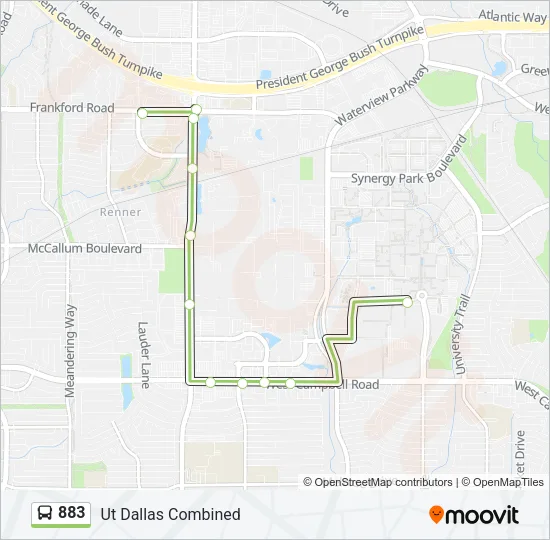 883 Bus Line Map