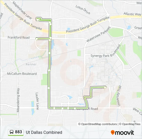 883 Bus Line Map