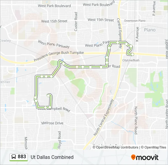 883 Bus Line Map