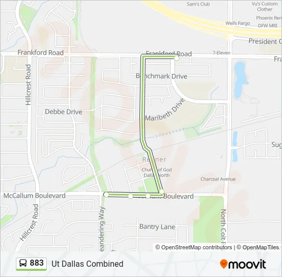 883 Bus Line Map