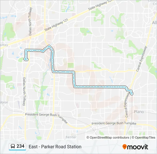 234 Bus Line Map