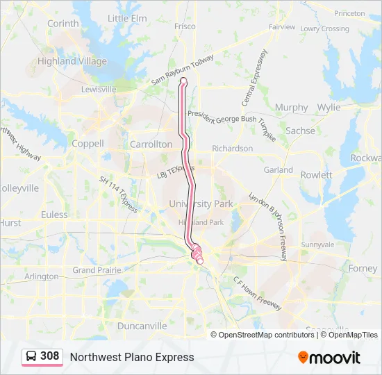 308 Bus Line Map