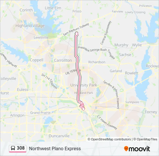 308 Bus Line Map