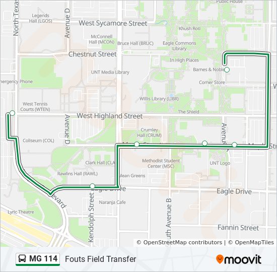 MG 114 bus Line Map