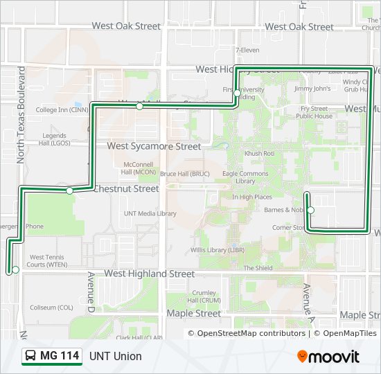 MG 114 Bus Line Map