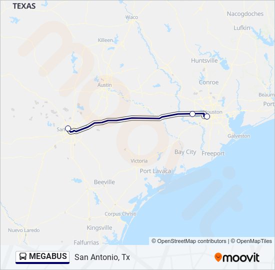 Ruta megabus horarios, paradas y mapas San Antonio, Tx (Actualizado)