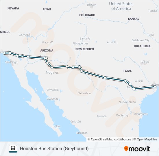 Mapa de GREYHOUND US1001 de autobús