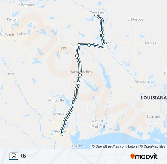 Mapa de GREYHOUND US1152 de autobús