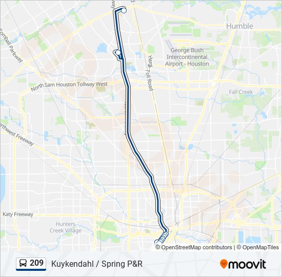 209 bus Line Map